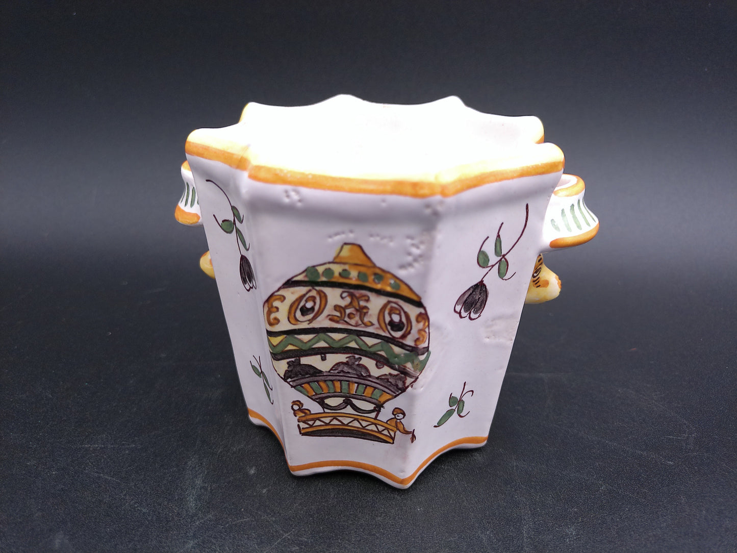 Bowl Small from France Made in Moustier, France. XVIIIth century Hot Air Balloon picture