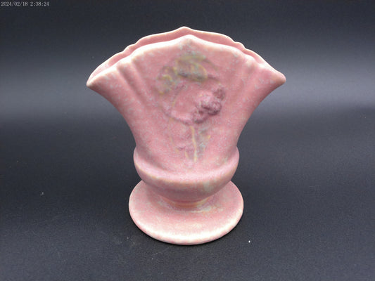 Roseville Cremona Pink 1928 Vintage Art Pottery Ceramic Cornucopia Vase
