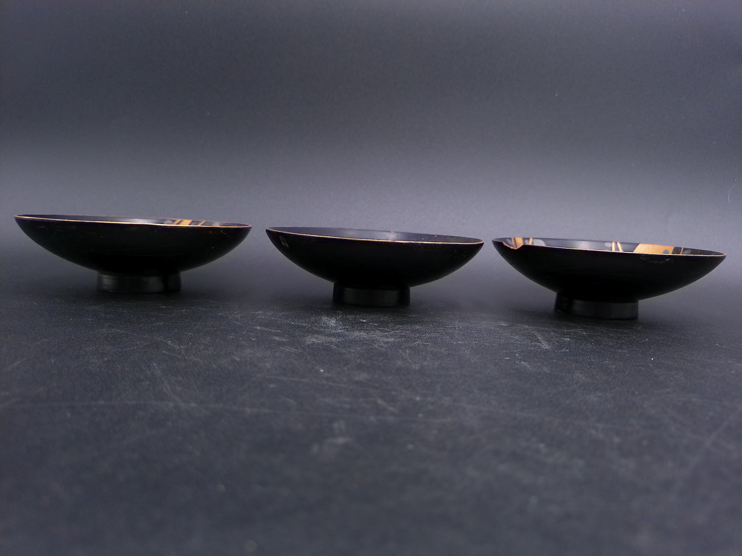 Japanese Lacquered Plates lot of 3 late 1890's