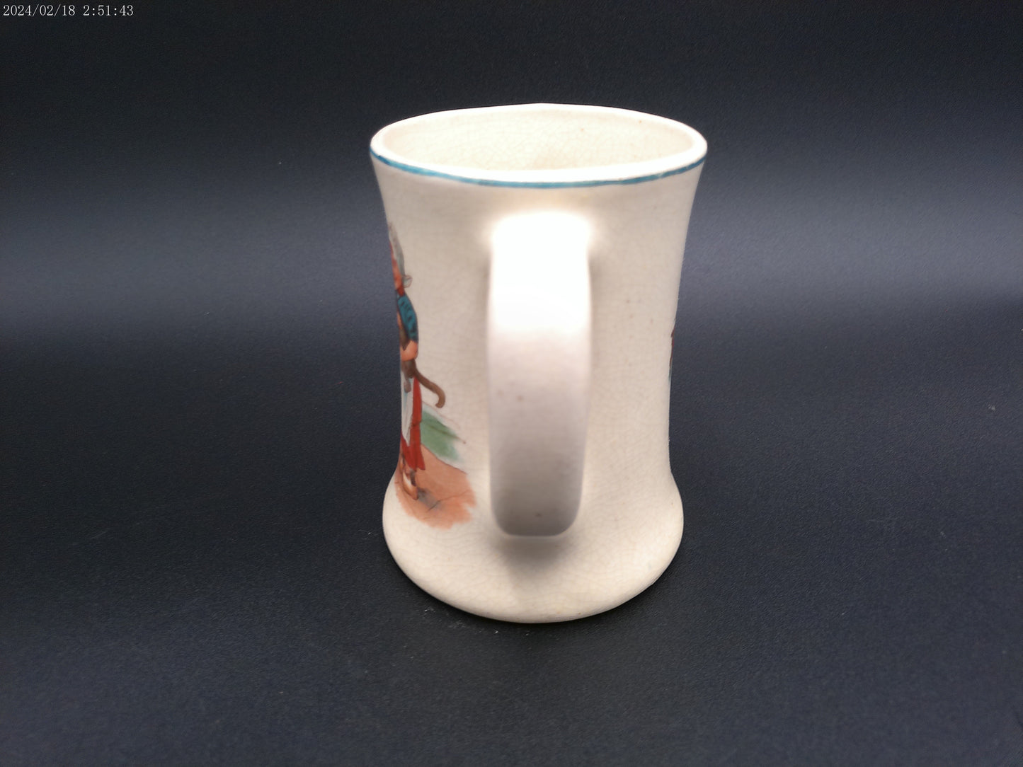 Roseville Dutch Creamware Mug with a Young Couple by the Shore