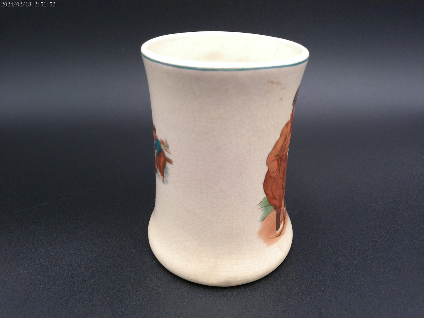 Roseville Dutch Creamware Mug with a Young Couple by the Shore