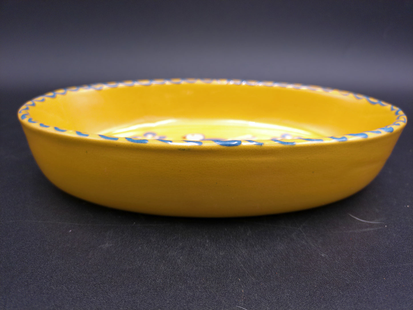 two plates bowls dish yellow colors decorative bird design vintage