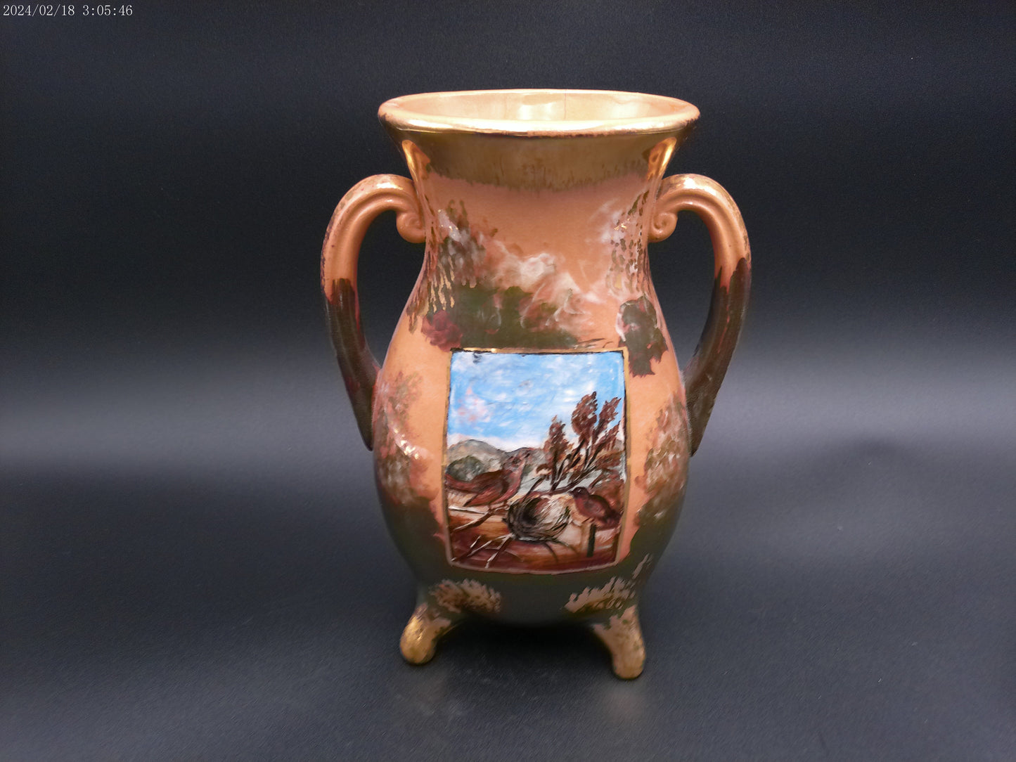 Rookwood scenic vase Signed MLN. Hairlined rim Very Rare