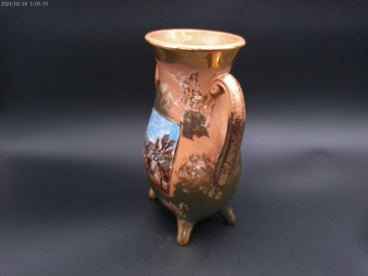 Rookwood scenic vase Signed MLN. Hairlined rim Very Rare