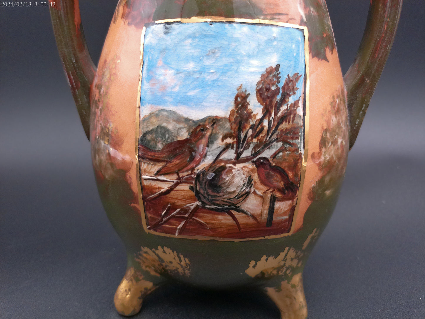 Rookwood scenic vase Signed MLN. Hairlined rim Very Rare