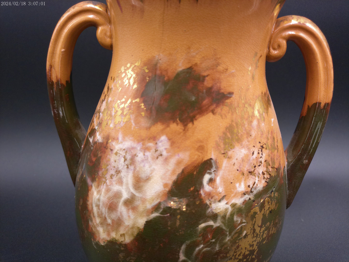 Rookwood scenic vase Signed MLN. Hairlined rim Very Rare