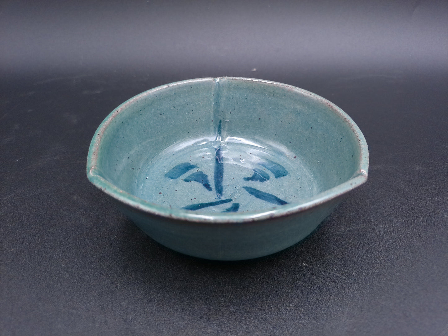 Bowl dish Vintage Pottery Japan writing design