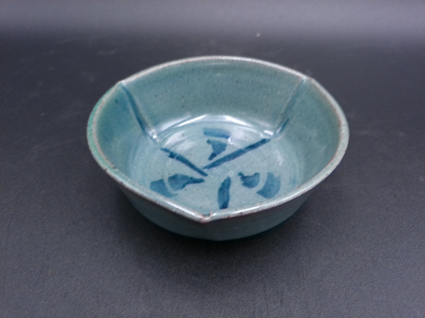 Bowl dish Vintage Pottery Japan writing design