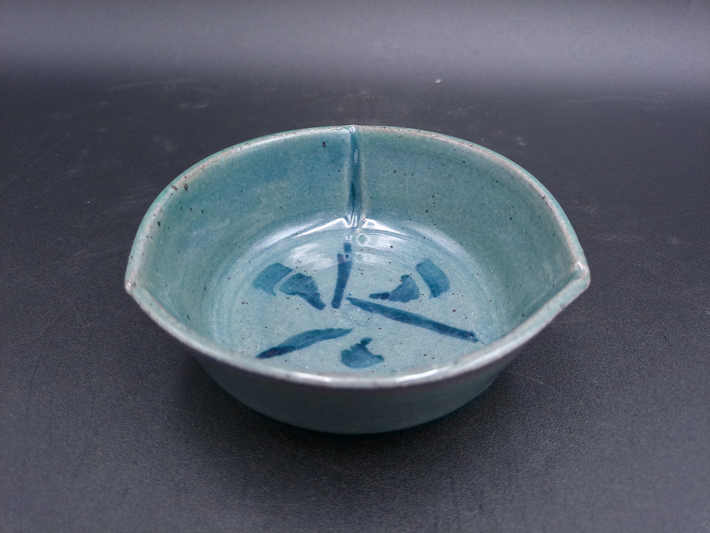 Bowl dish Vintage Pottery Japan writing design