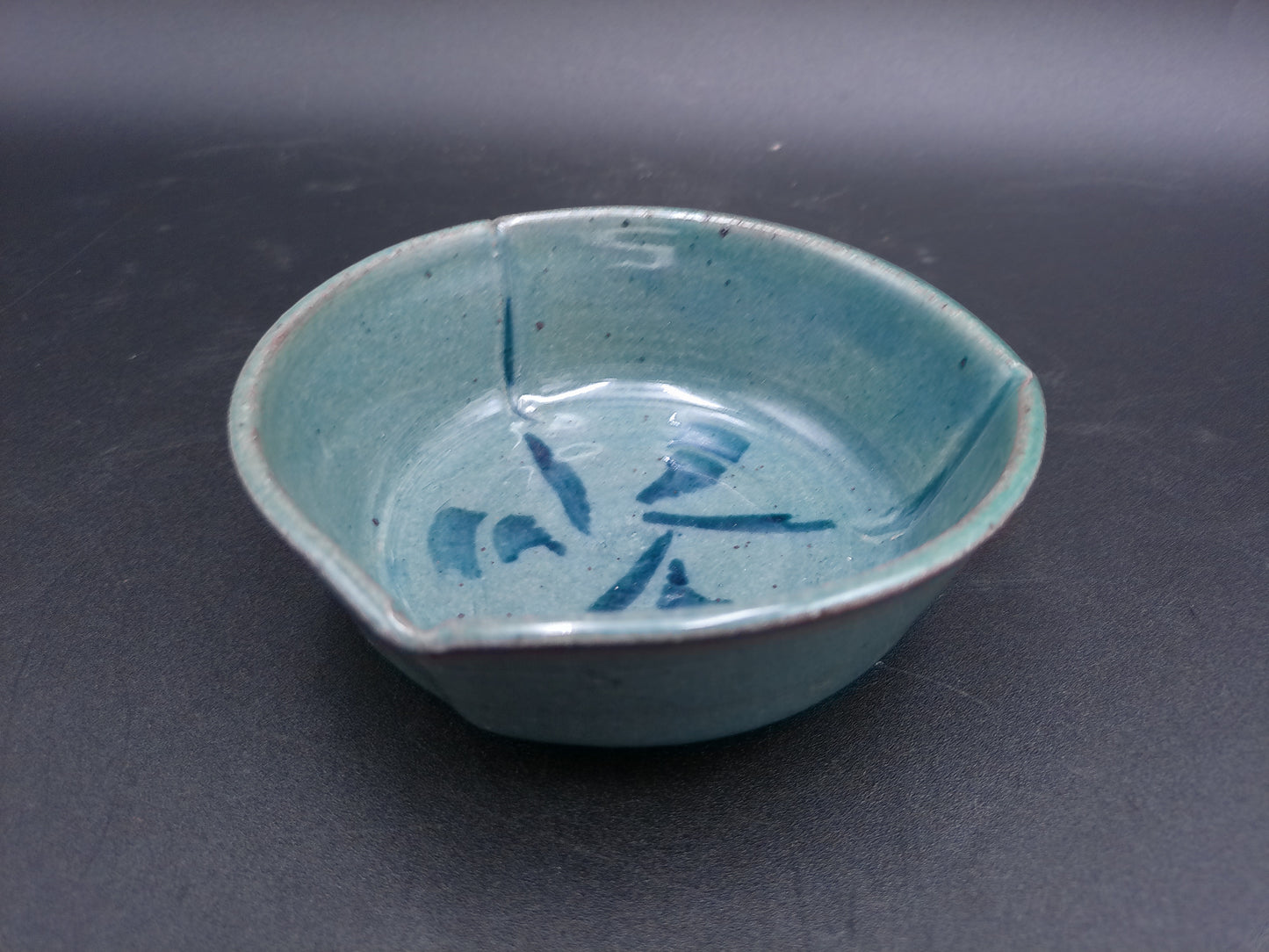 Bowl dish Vintage Pottery Japan writing design