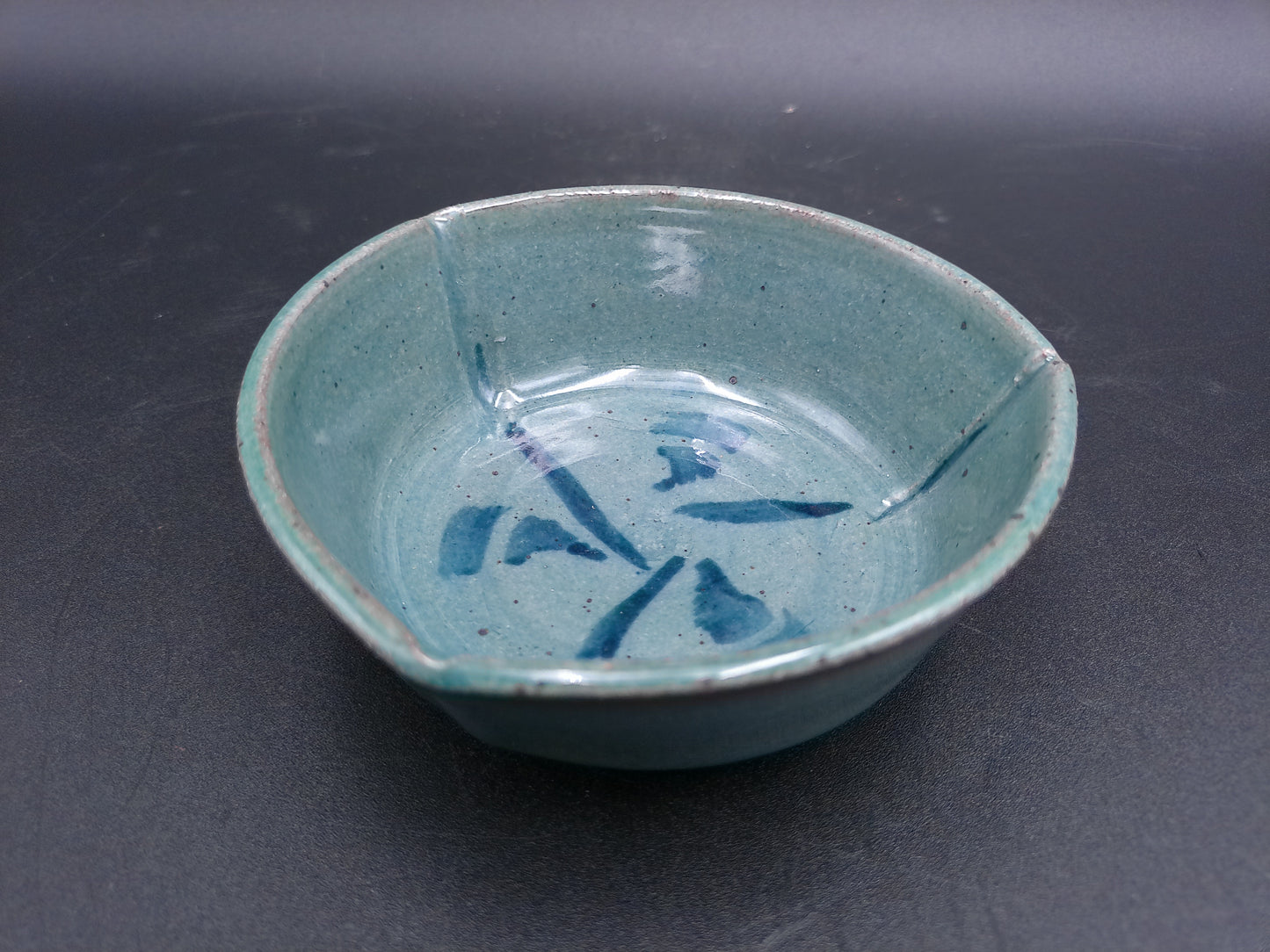 Bowl dish Vintage Pottery Japan writing design