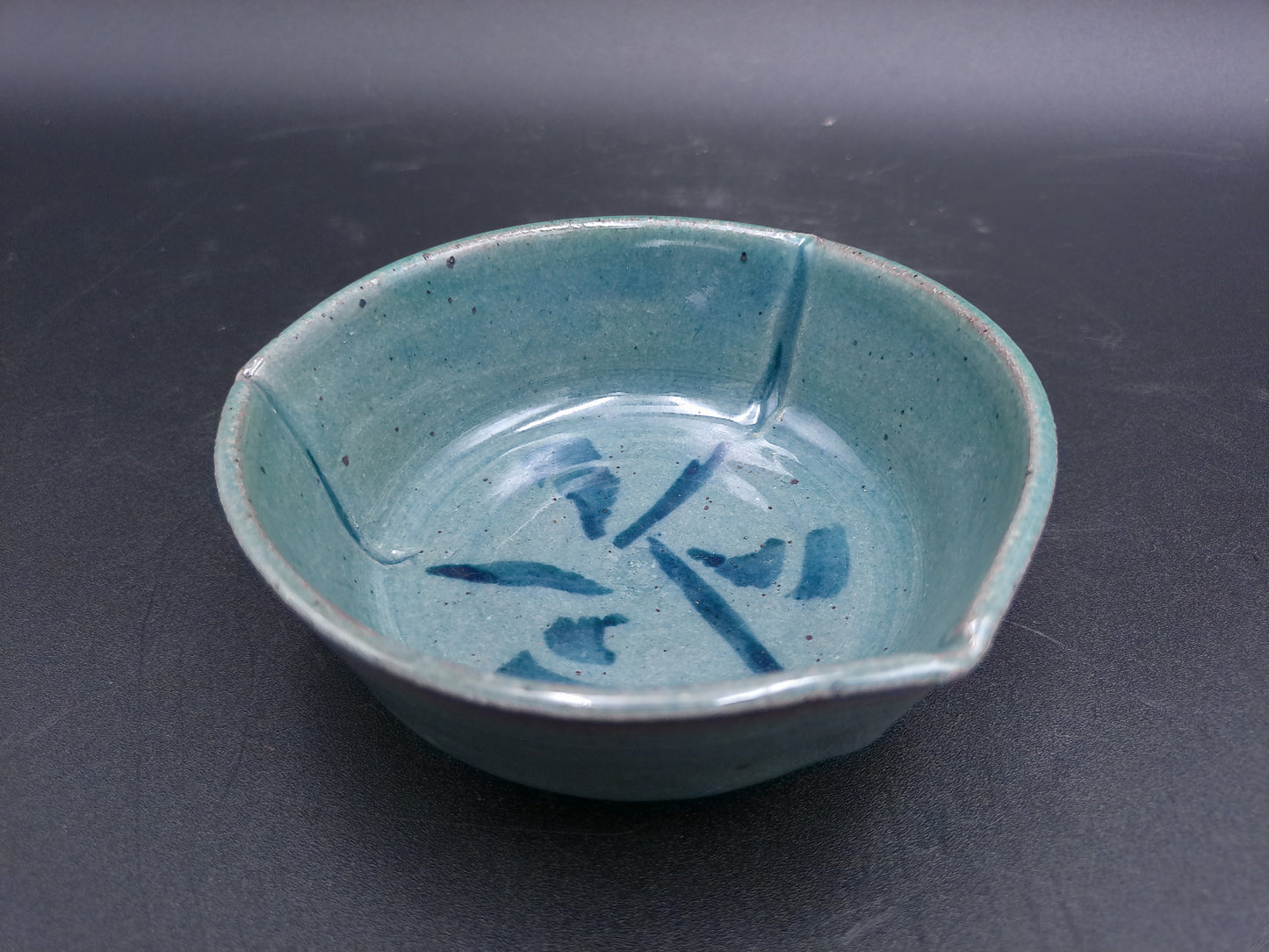 Bowl dish Vintage Pottery Japan writing design
