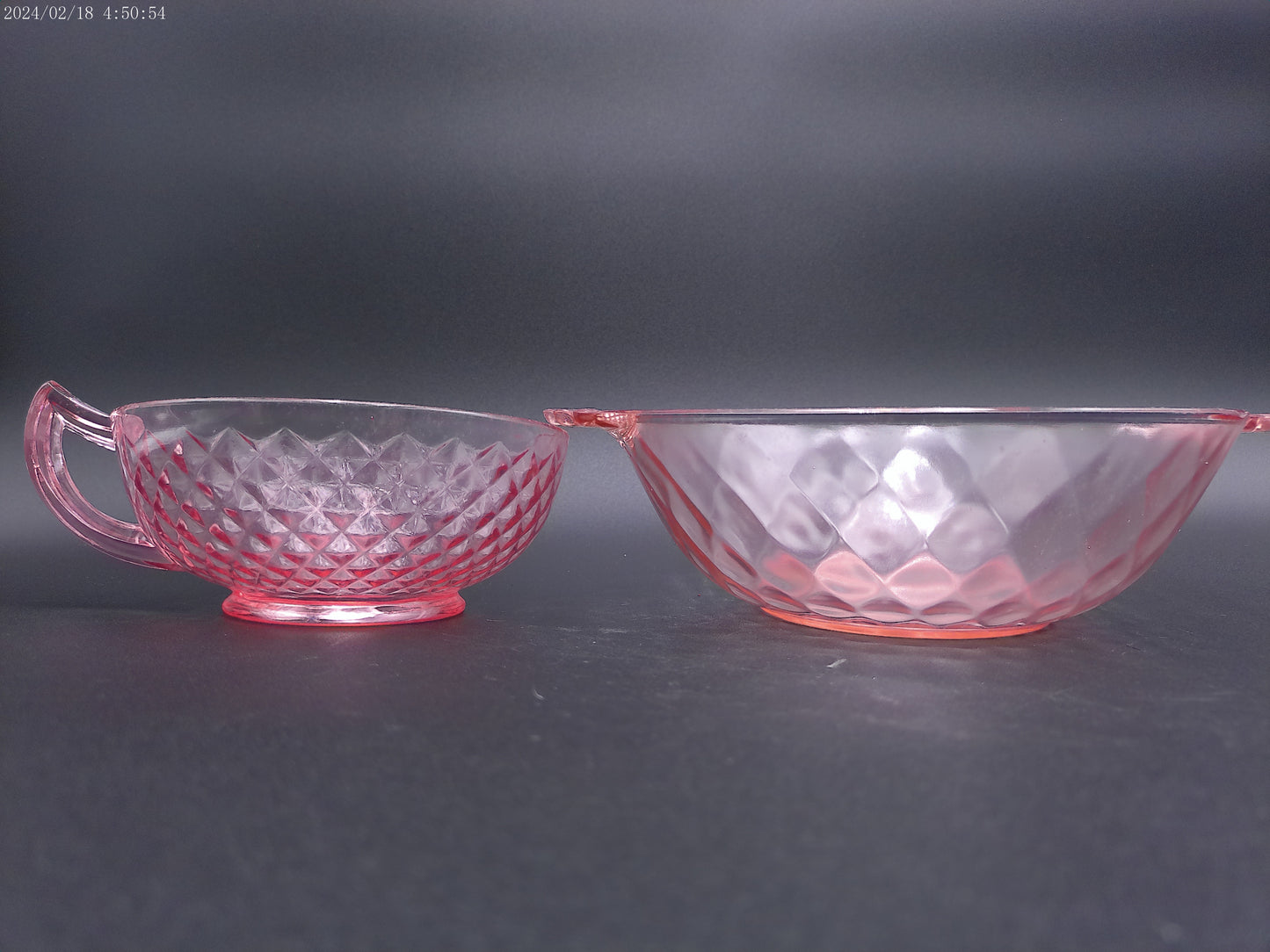 Jeannette pink 2 glass set bowl bowls Vintage