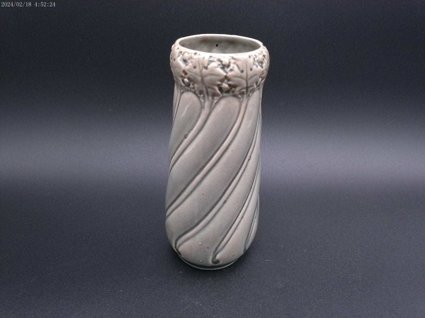 Pottery Vase Swirl Design Marked