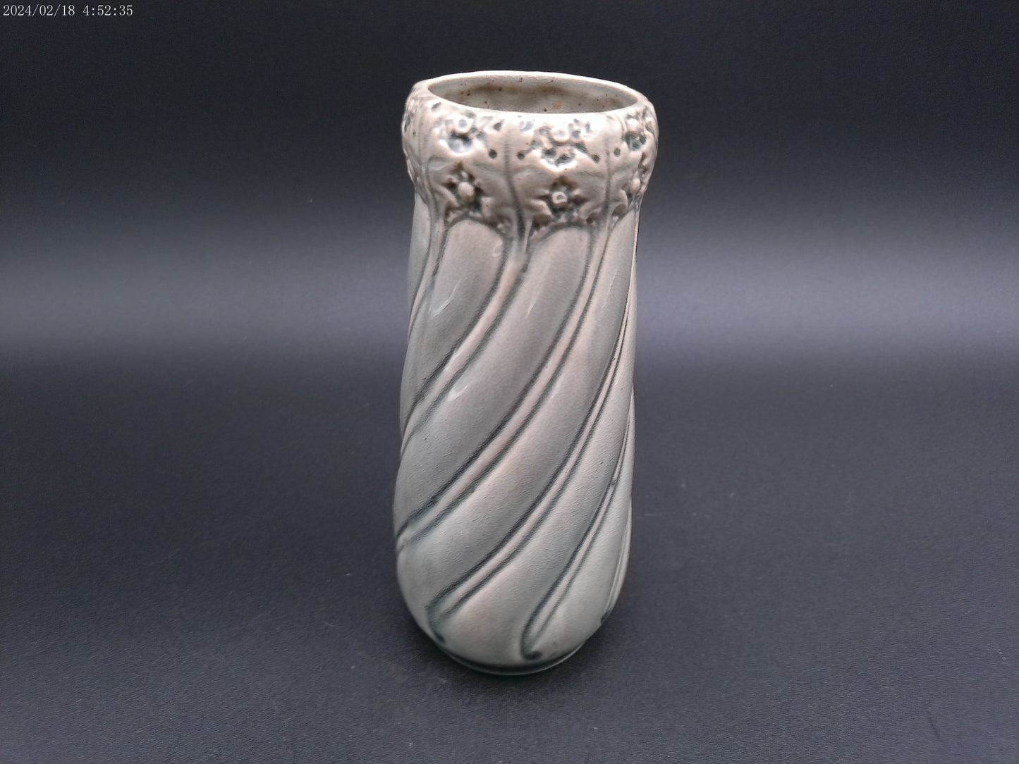 Pottery Vase Swirl Design Marked