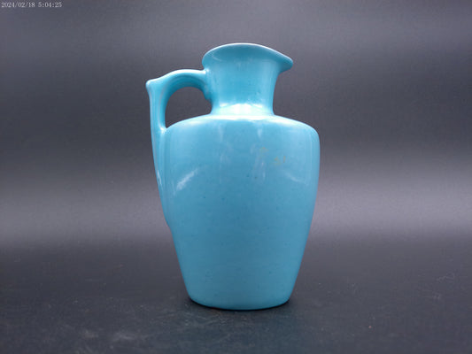 Vintage Frankoma # 838 Art Pottery Jug Pitcher Cruet Robin Blue