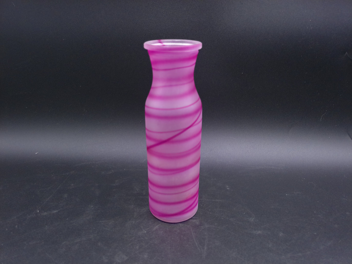 Glass Flower Vase Home Décor Unique Pink Swirl Design