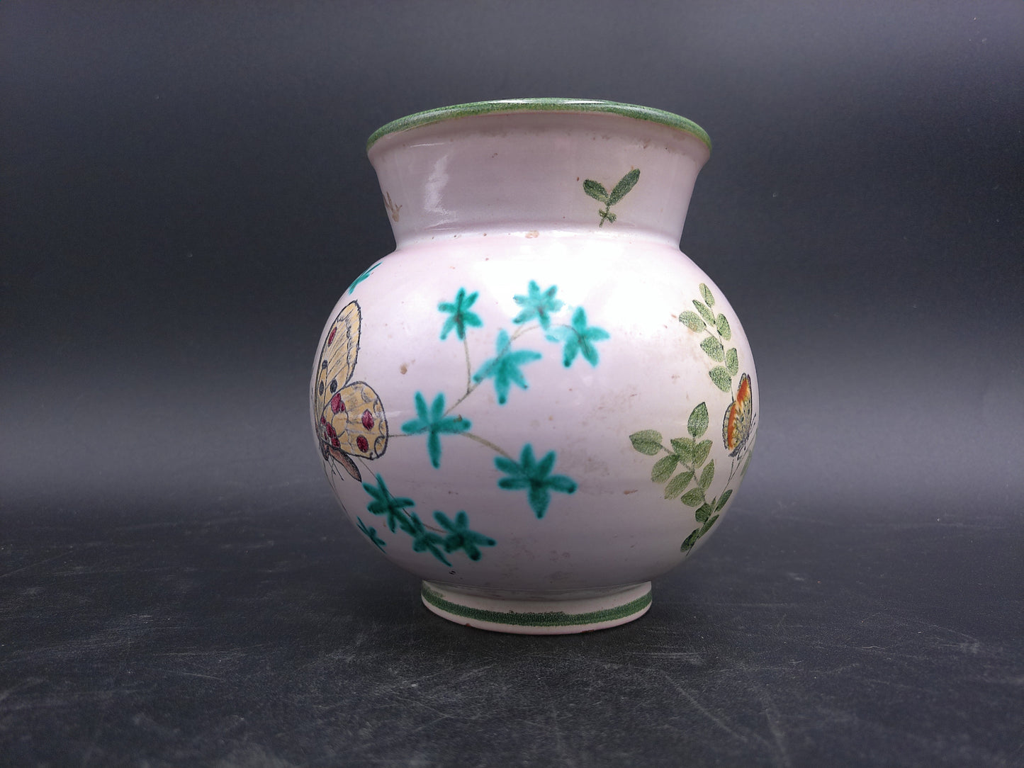 Pottery Craft Butterfly Vase Marked Luzern Handgemalt db 19 Vintage