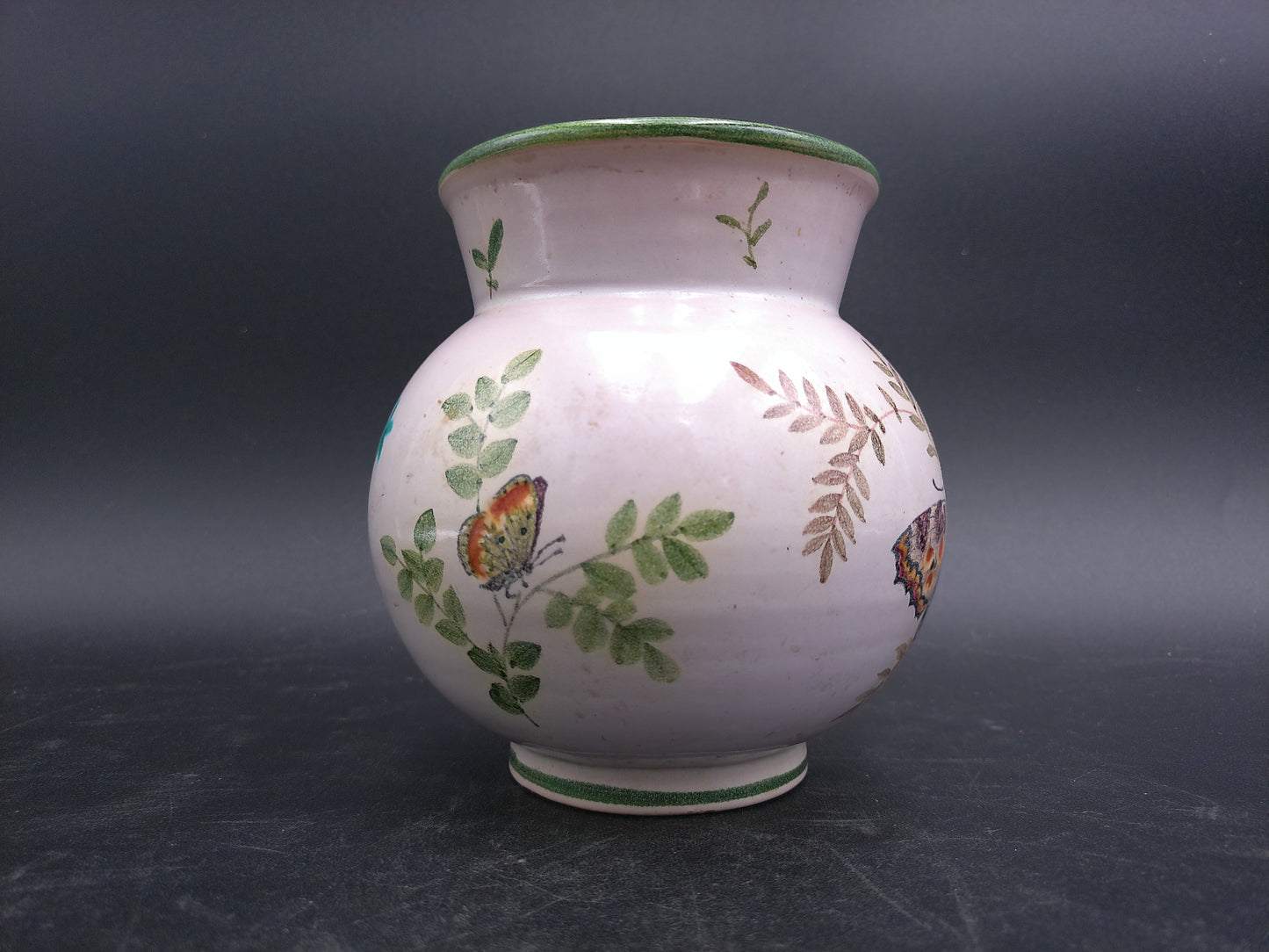 Pottery Craft Butterfly Vase Marked Luzern Handgemalt db 19 Vintage