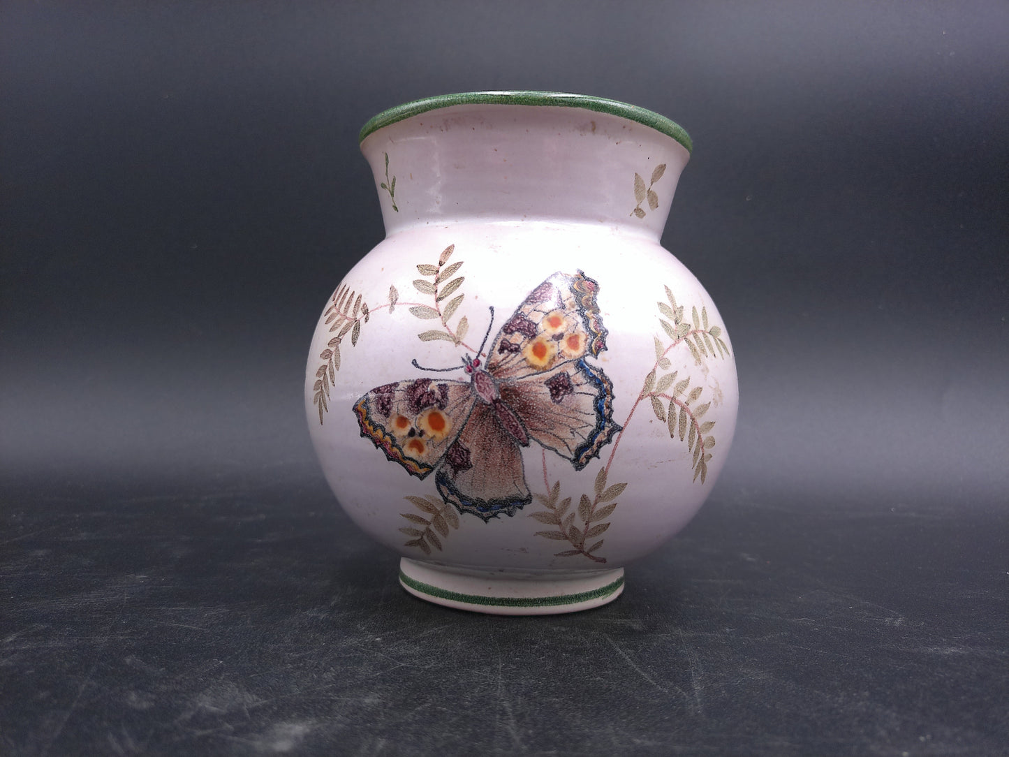 Pottery Craft Butterfly Vase Marked Luzern Handgemalt db 19 Vintage