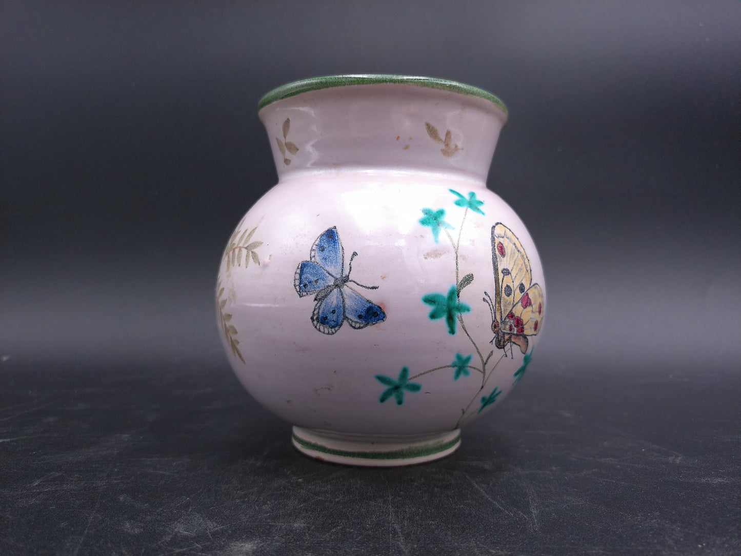 Pottery Craft Butterfly Vase Marked Luzern Handgemalt db 19 Vintage