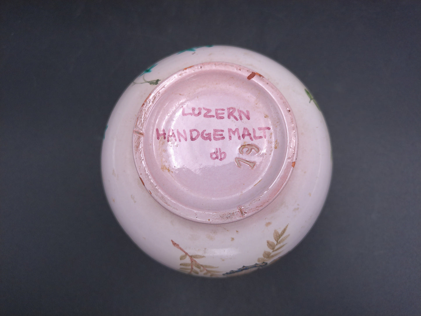 Pottery Craft Butterfly Vase Marked Luzern Handgemalt db 19 Vintage