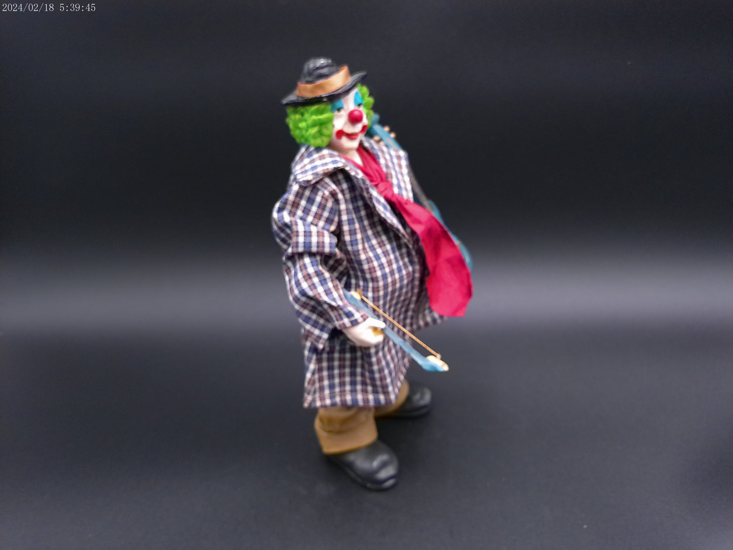 Clown Figurine in Cloth Clothing holding Violin - Tag and Sticker attached