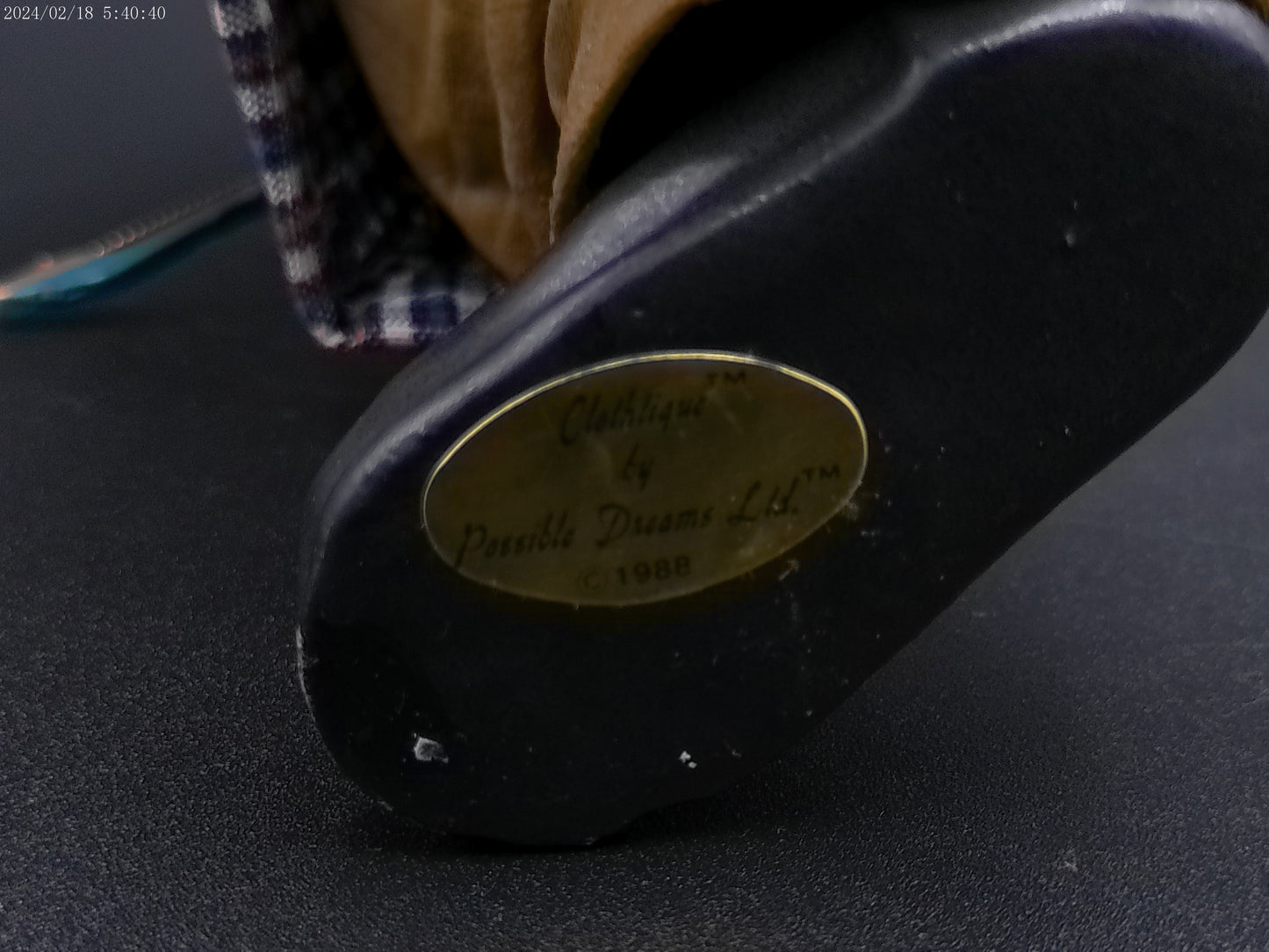 Clown Figurine in Cloth Clothing holding Violin - Tag and Sticker attached