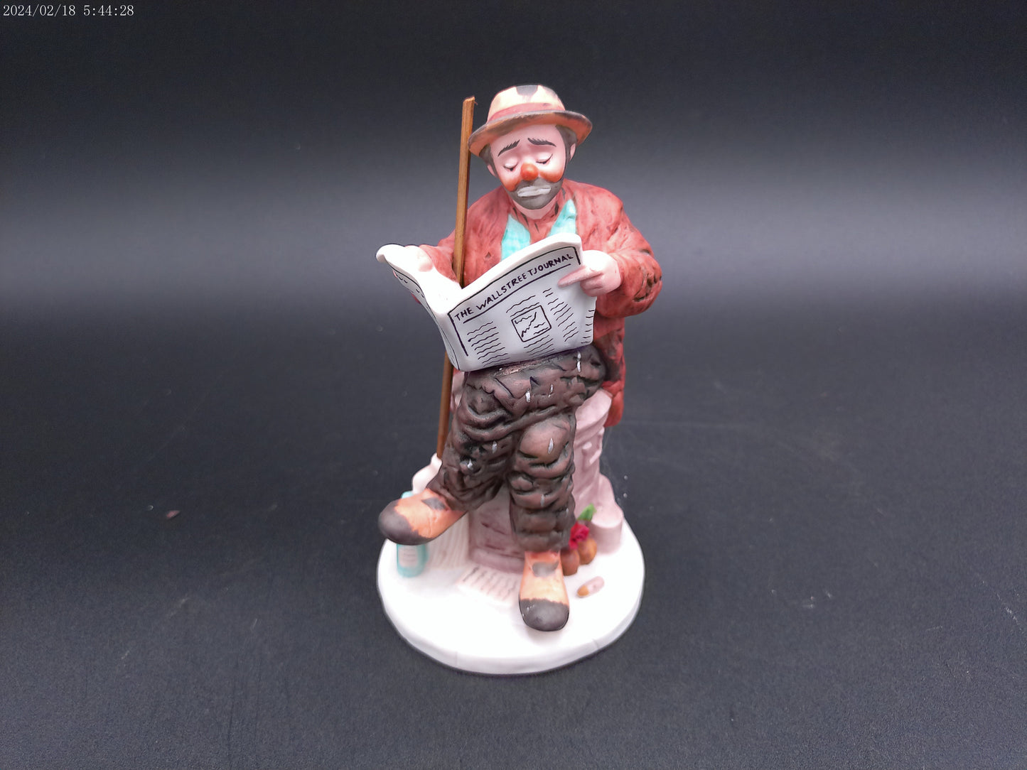Emmett Kelly Stockbroker Wall Street Journal Broker Statue, 1986 from the Circus Collection ~ Limited Edition & Numbered