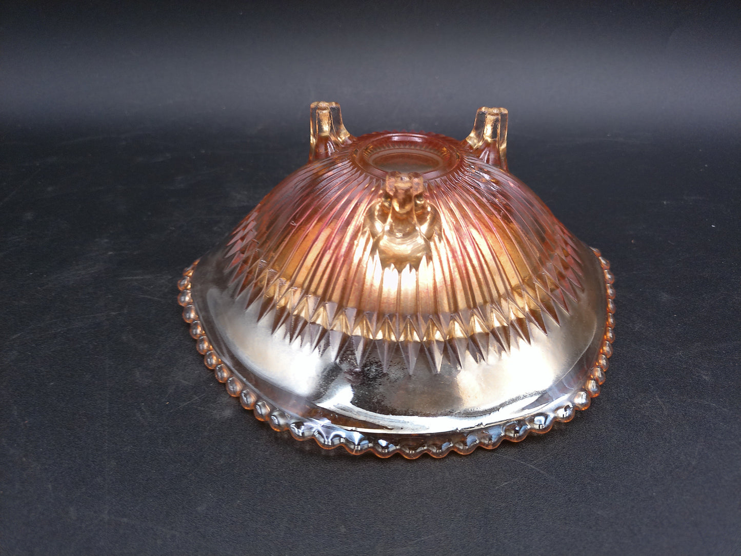 Jeanette Carnival Glass Footed Candy Dish Bowl Marigold