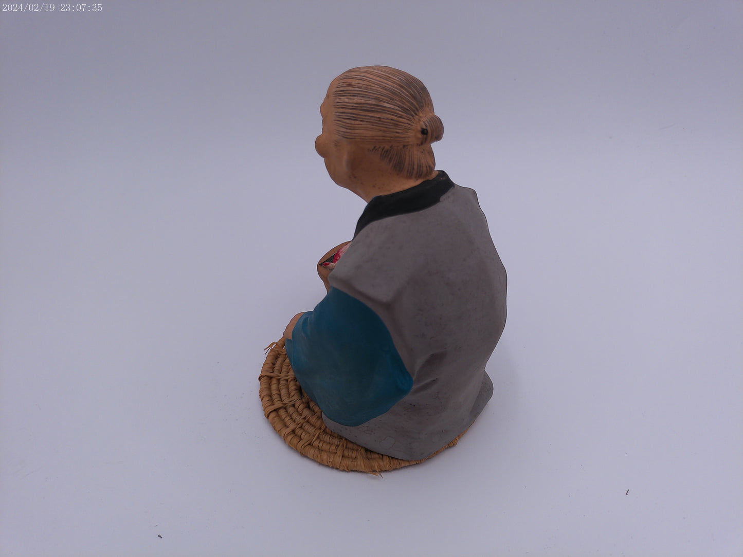 Vintage 50s Japanese Hakata Urasaki Seated Old Woman Figure Statue Japan