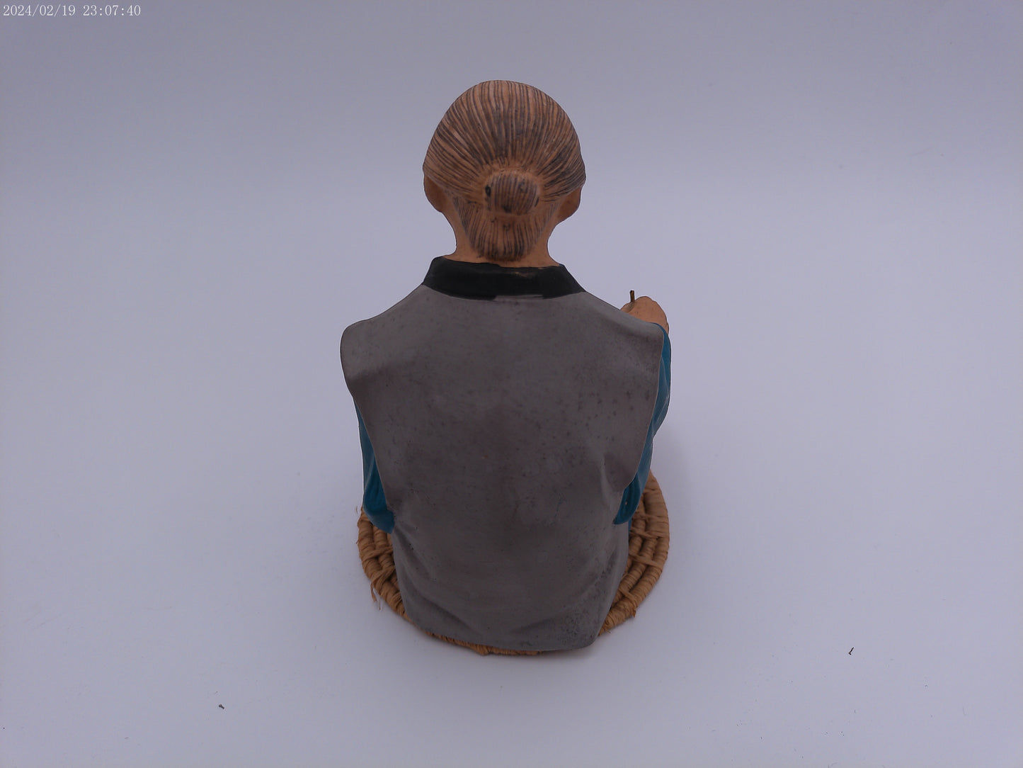 Vintage 50s Japanese Hakata Urasaki Seated Old Woman Figure Statue Japan