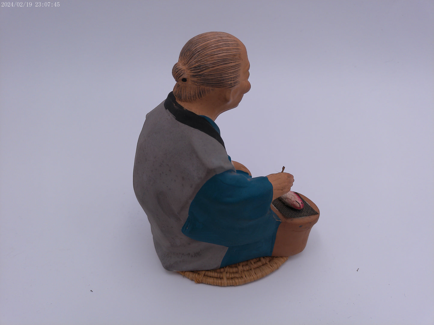 Vintage 50s Japanese Hakata Urasaki Seated Old Woman Figure Statue Japan