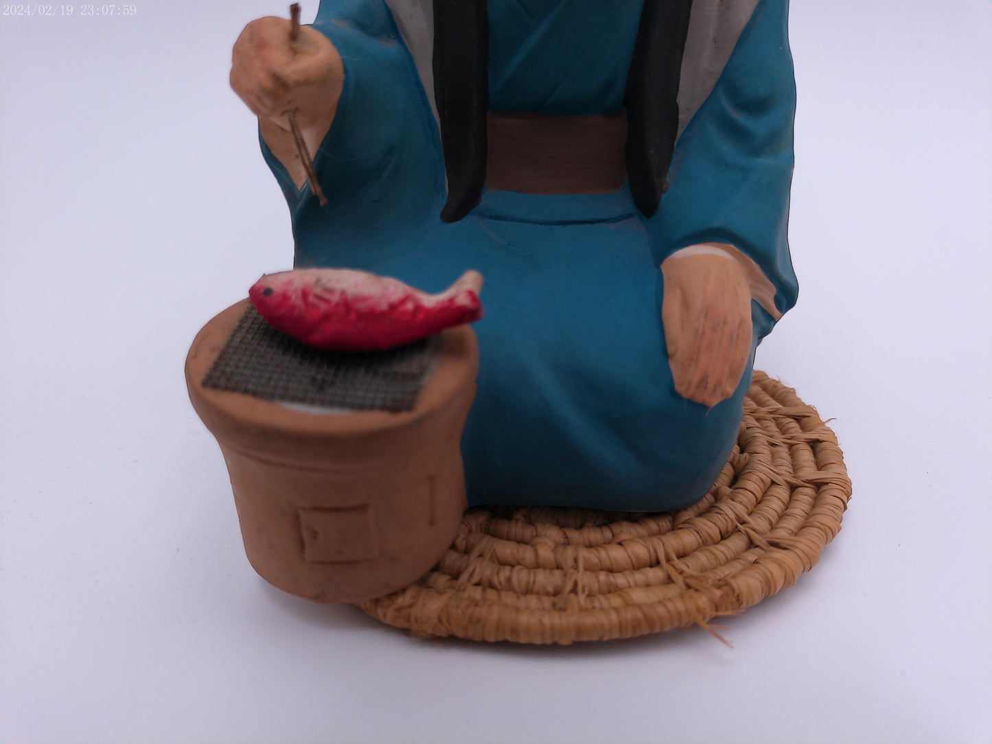 Vintage 50s Japanese Hakata Urasaki Seated Old Woman Figure Statue Japan