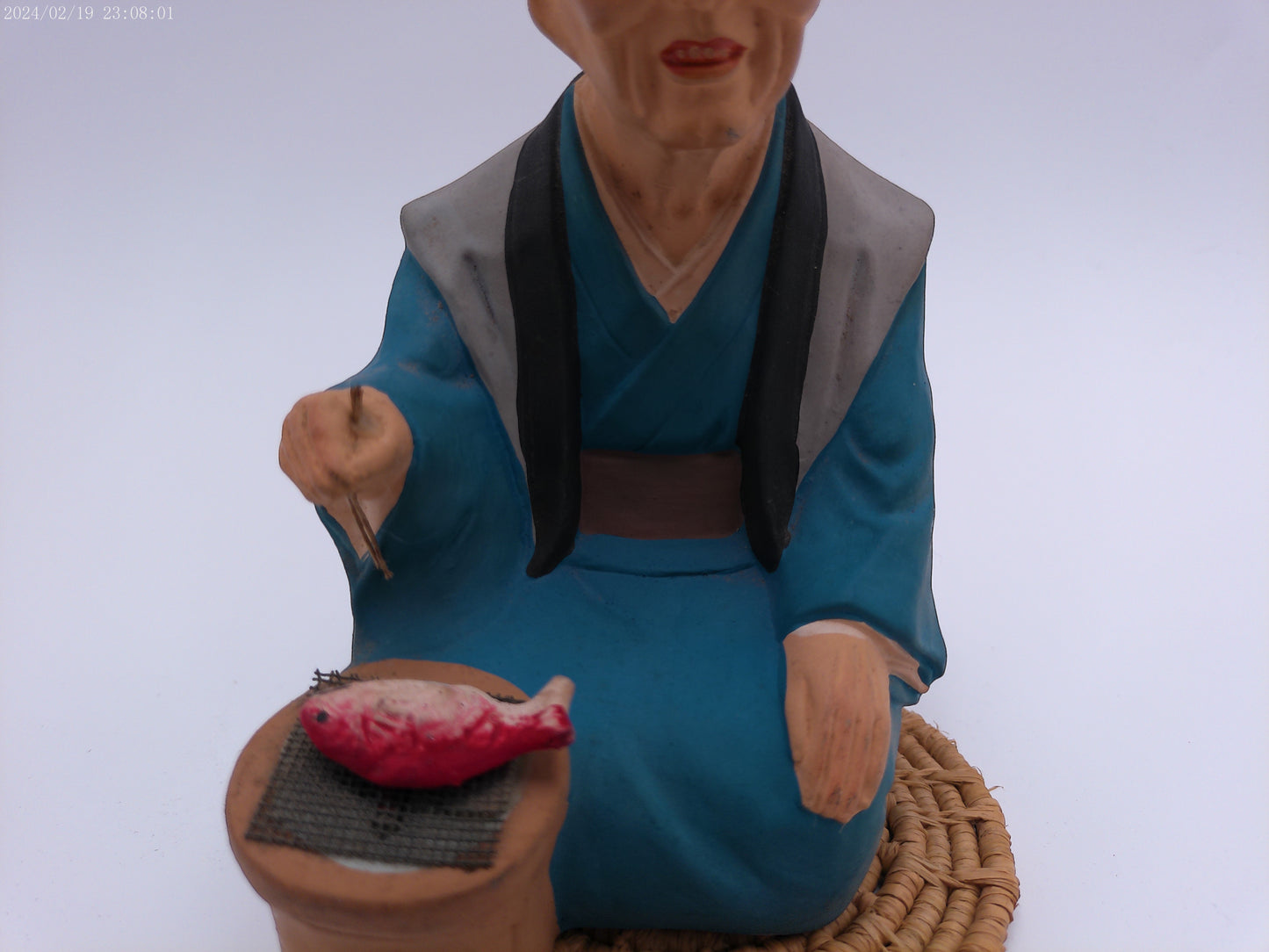 Vintage 50s Japanese Hakata Urasaki Seated Old Woman Figure Statue Japan