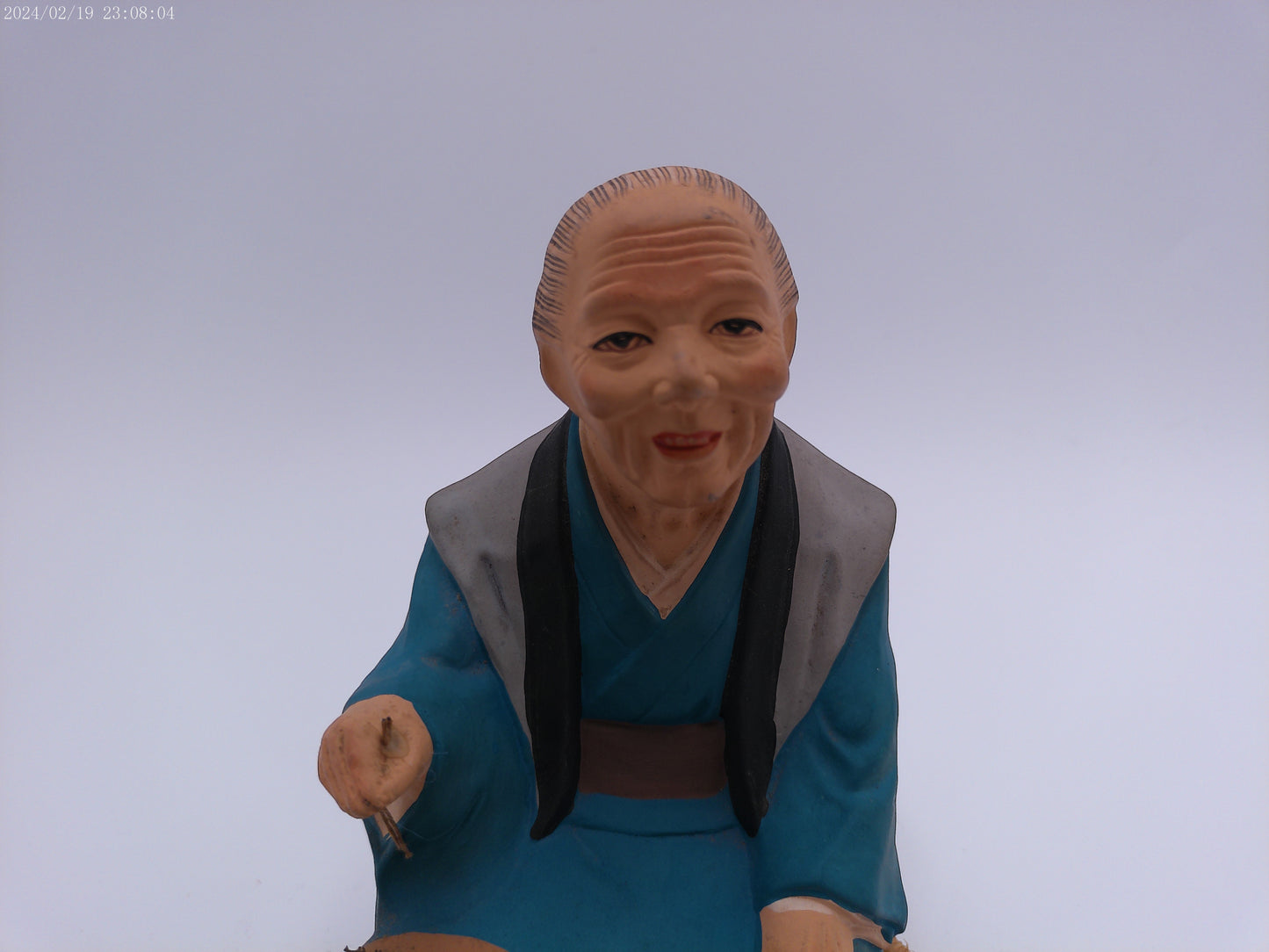 Vintage 50s Japanese Hakata Urasaki Seated Old Woman Figure Statue Japan