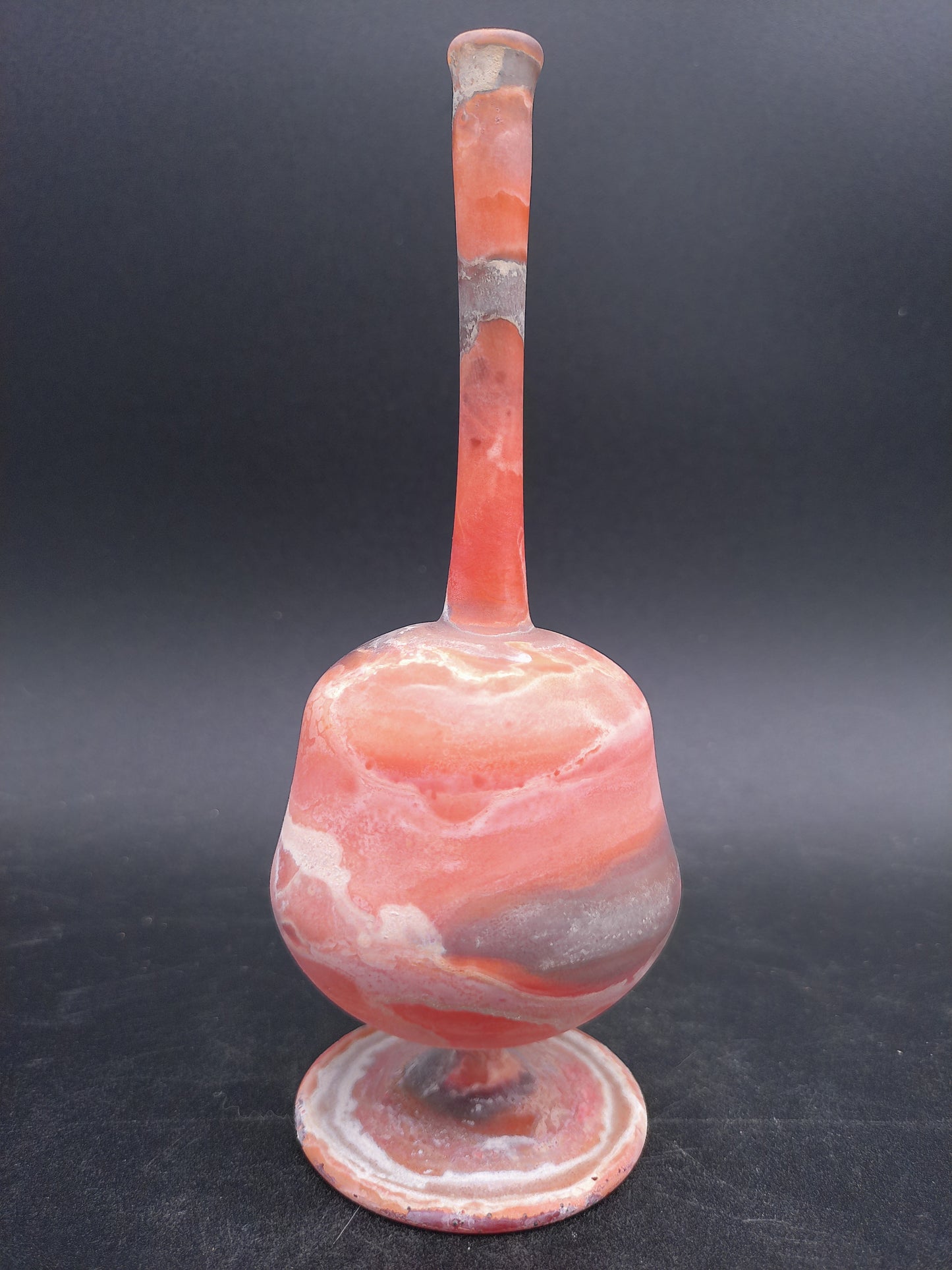 Hand Blown Orange Swirl Glass Bottle Vase Vintage