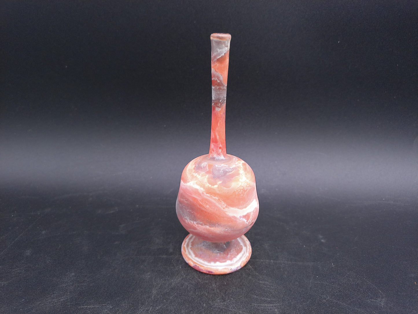Hand Blown Orange Swirl Glass Bottle Vase Vintage