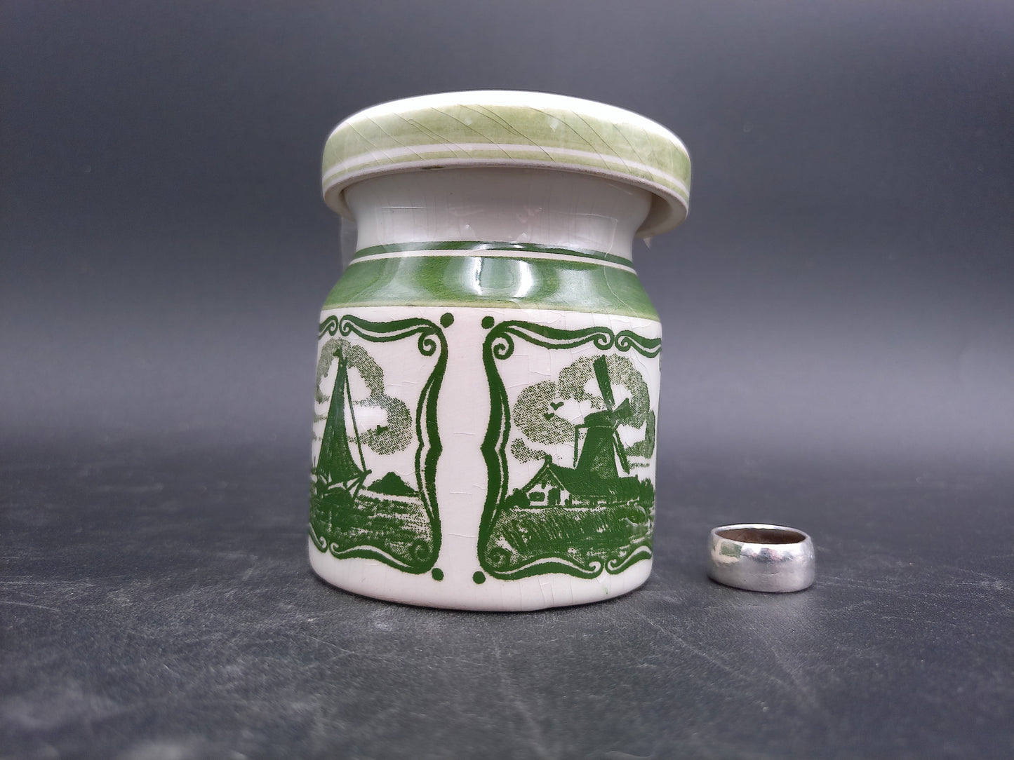 Blue Delft Holland Ceramic Jar Displayed Netherlands Antique 20th Century