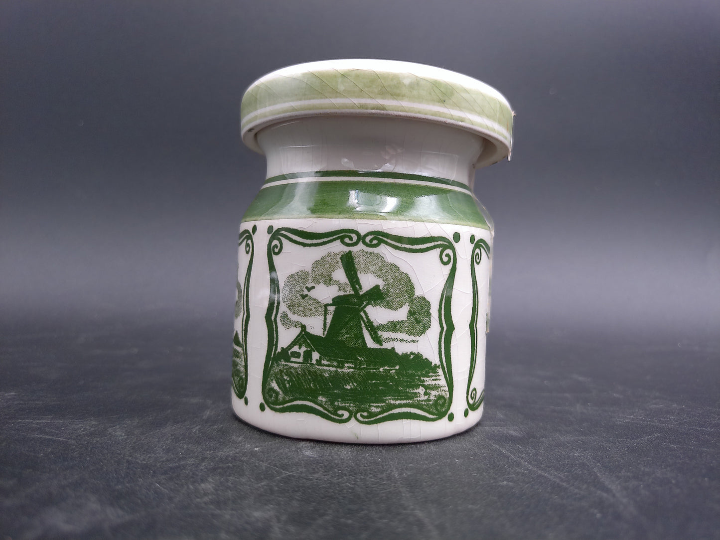 Blue Delft Holland Ceramic Jar Displayed Netherlands Antique 20th Century