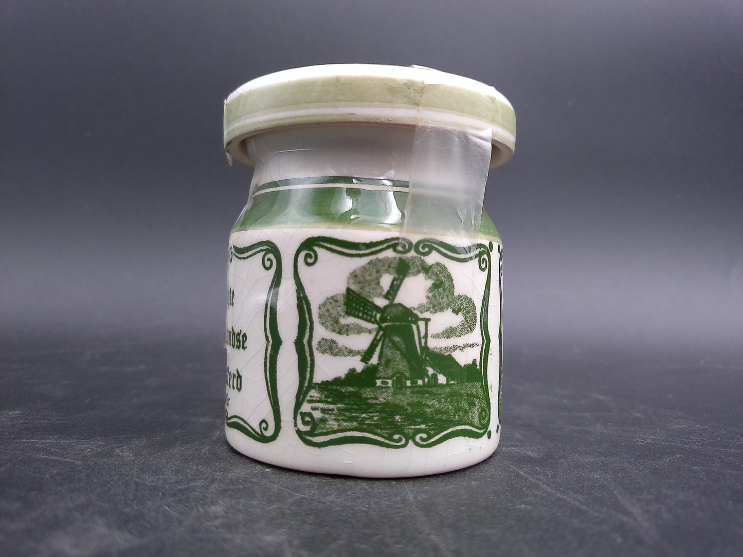 Blue Delft Holland Ceramic Jar Displayed Netherlands Antique 20th Century