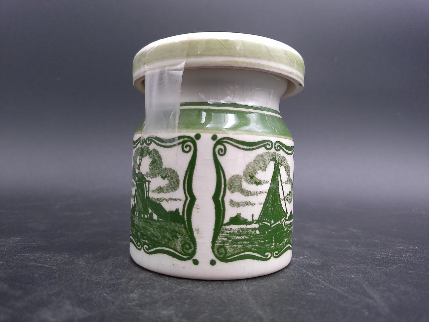 Blue Delft Holland Ceramic Jar Displayed Netherlands Antique 20th Century