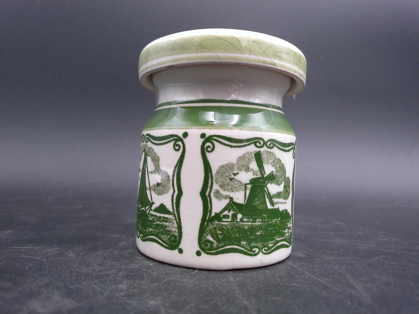 Blue Delft Holland Ceramic Jar Displayed Netherlands Antique 20th Century