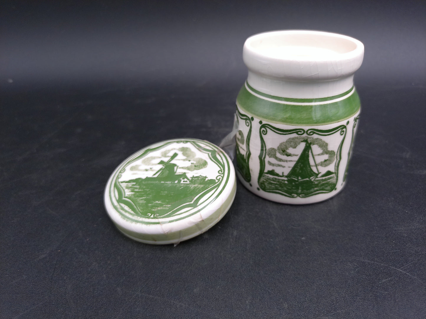 Blue Delft Holland Ceramic Jar Displayed Netherlands Antique 20th Century