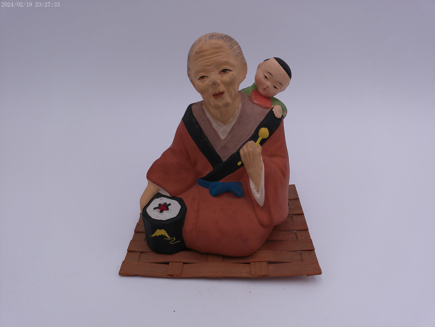 Vintage Ceramic Figurine Asian Old Man with Child