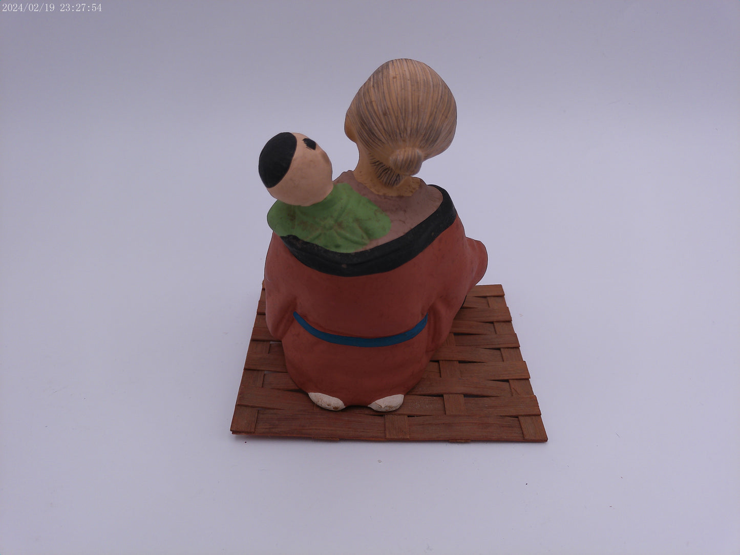 Vintage Ceramic Figurine Asian Old Man with Child