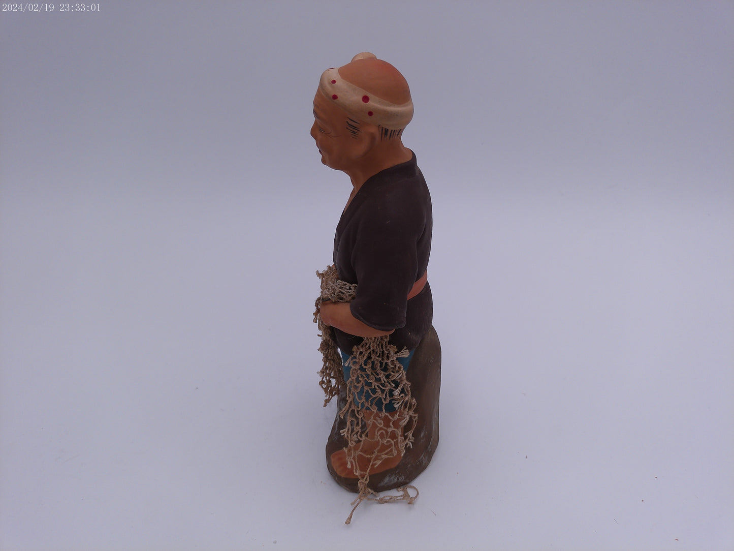 Fisherman statue with Net Japanese Figurine Vintage