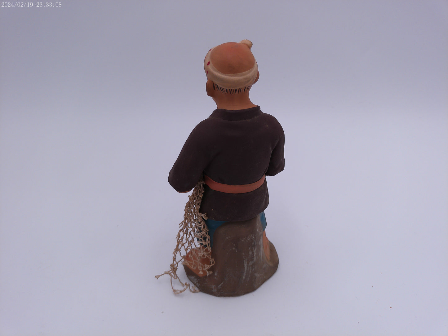 Fisherman statue with Net Japanese Figurine Vintage