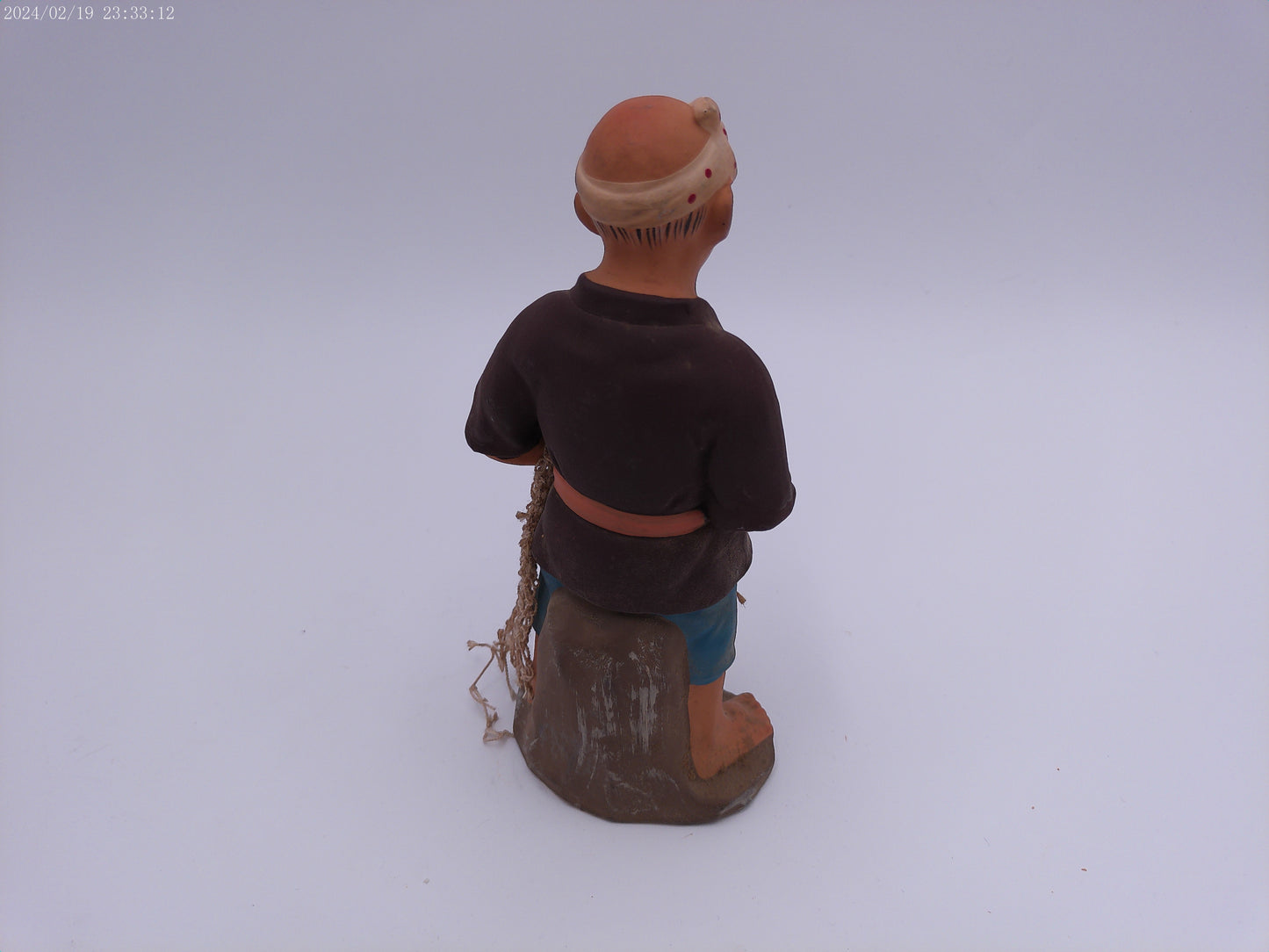 Fisherman statue with Net Japanese Figurine Vintage