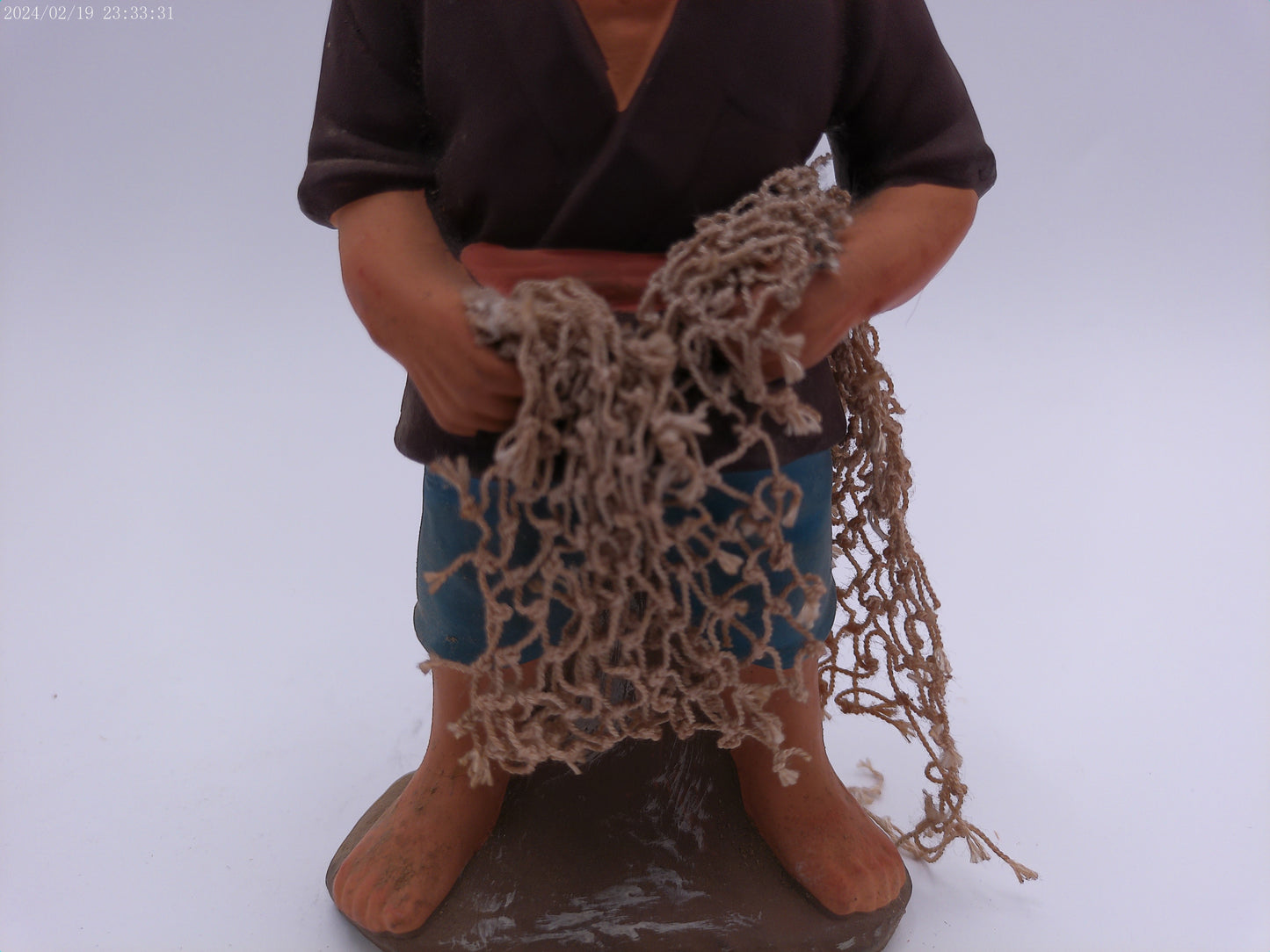 Fisherman statue with Net Japanese Figurine Vintage